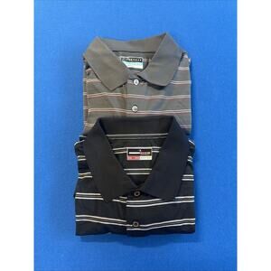 PGA Tour & Grand Slam Lot of 2 Mens XXL Athletic Fit Polo Shirts Grey Black Golf